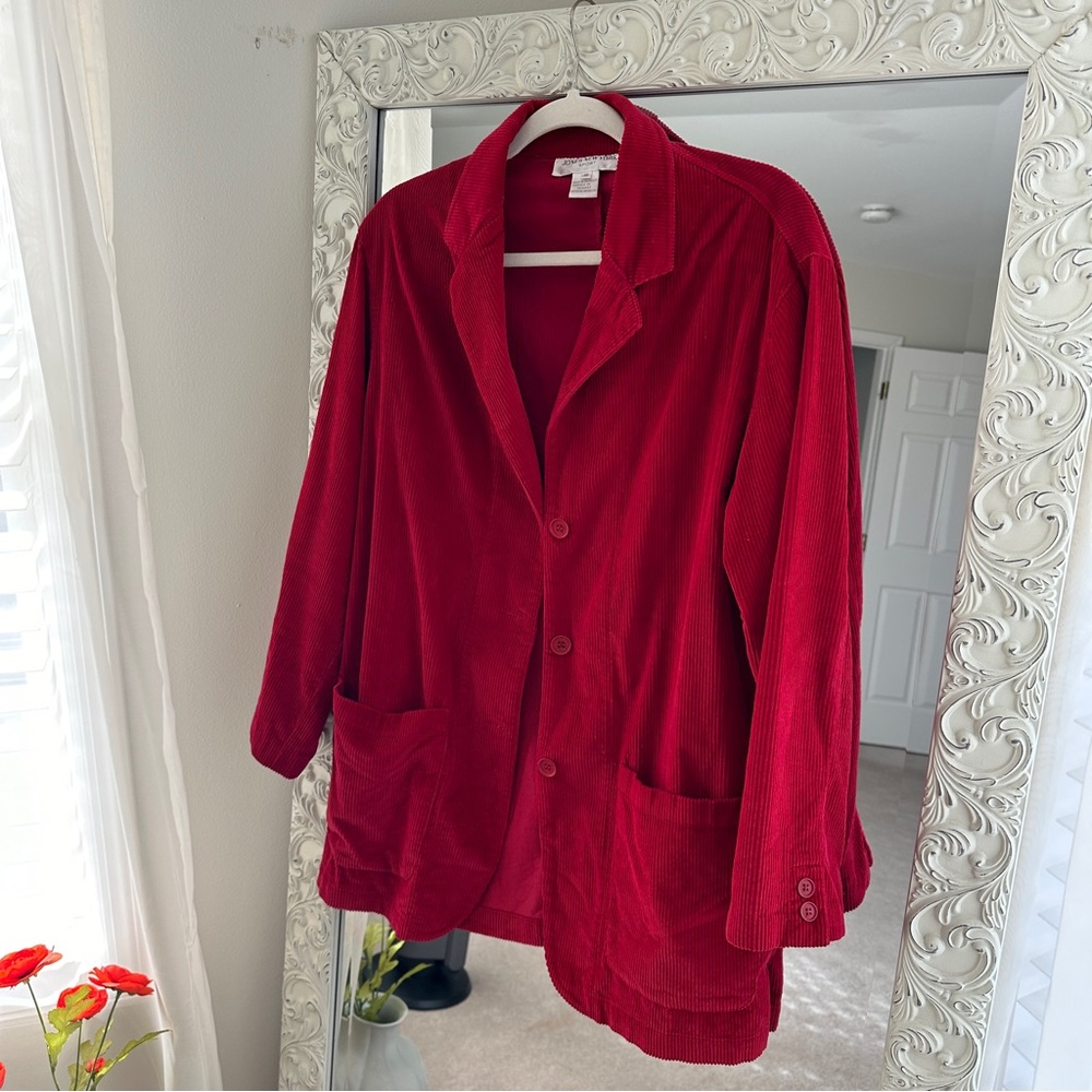 Jones New York Red Button Down Corduroy Jacket